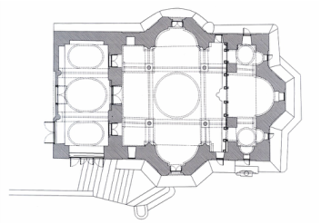 Σχεδιαστική αναπαράσταση ναού Τιμίας Ζώνης Βατοπεδίου Αγίου Όρους.