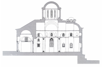 Σχεδιαστική αναπαράσταση ναού Τιμίας Ζώνης Βατοπεδίου Αγίου Όρους.