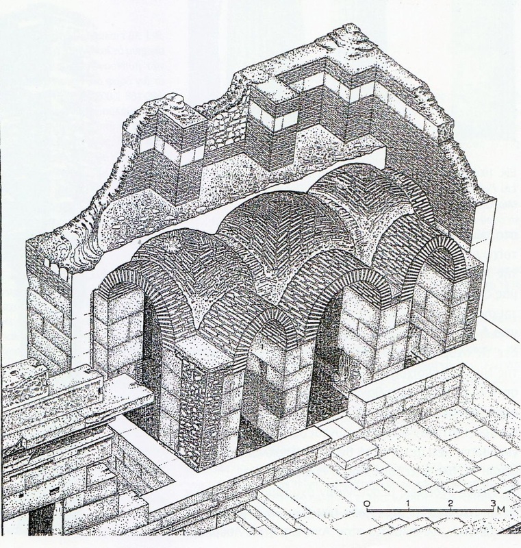 Πύλη Beule. Βόρειος πύργος Ακροπόλεως. Μεσοβυζαντινές θολωτές κατασκευές ενισχύσεως (σχεδ. Δ. Ζιρώ - Μ. Σιγάλ