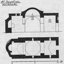 Τομή και κάτοψη Ιεράς Μονής Αγίου Γεωργίου Κουταλά (σχέδιο Α. Ορλάνδος)